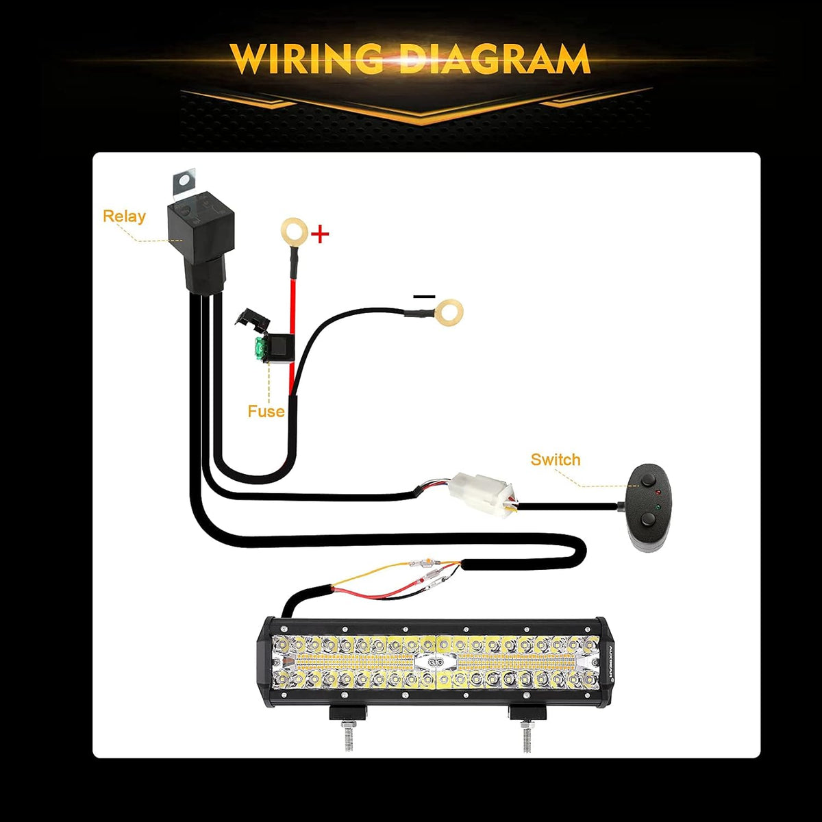 LED Amber Light Bar 12Inch 300W Spot Flood Combo Dual Color Offroad Light Bar Pack of 2 B374900