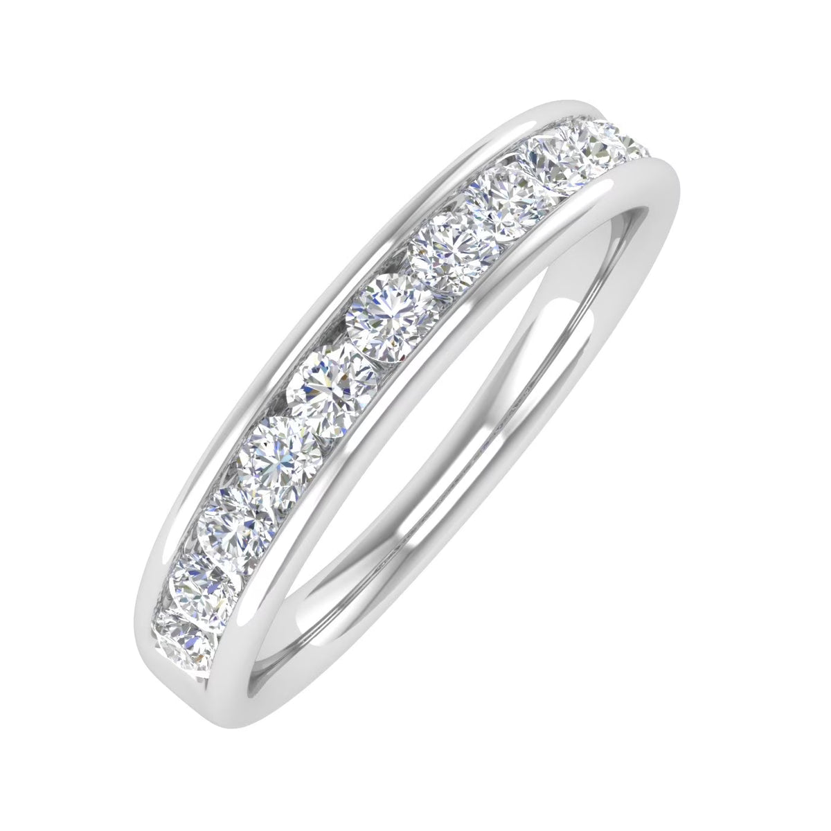 14K White Gold Diamond Wedding Band Ring I8699