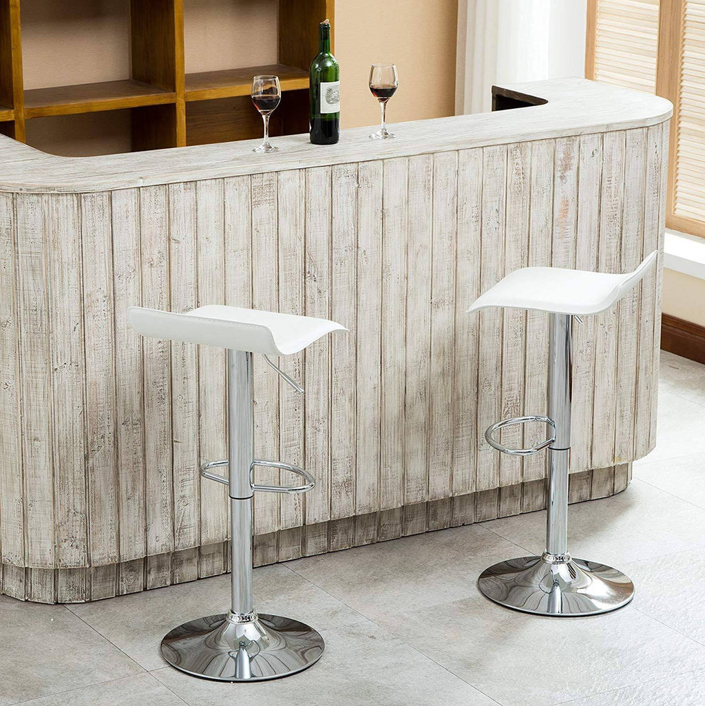 White Chrome Adjustable Swivel Stools Q158513