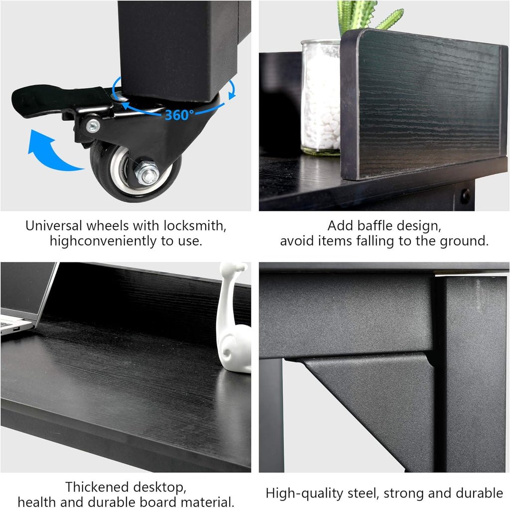 Overbed Table with 4 Wheels for Full/Queen Size Bed Frame B6975