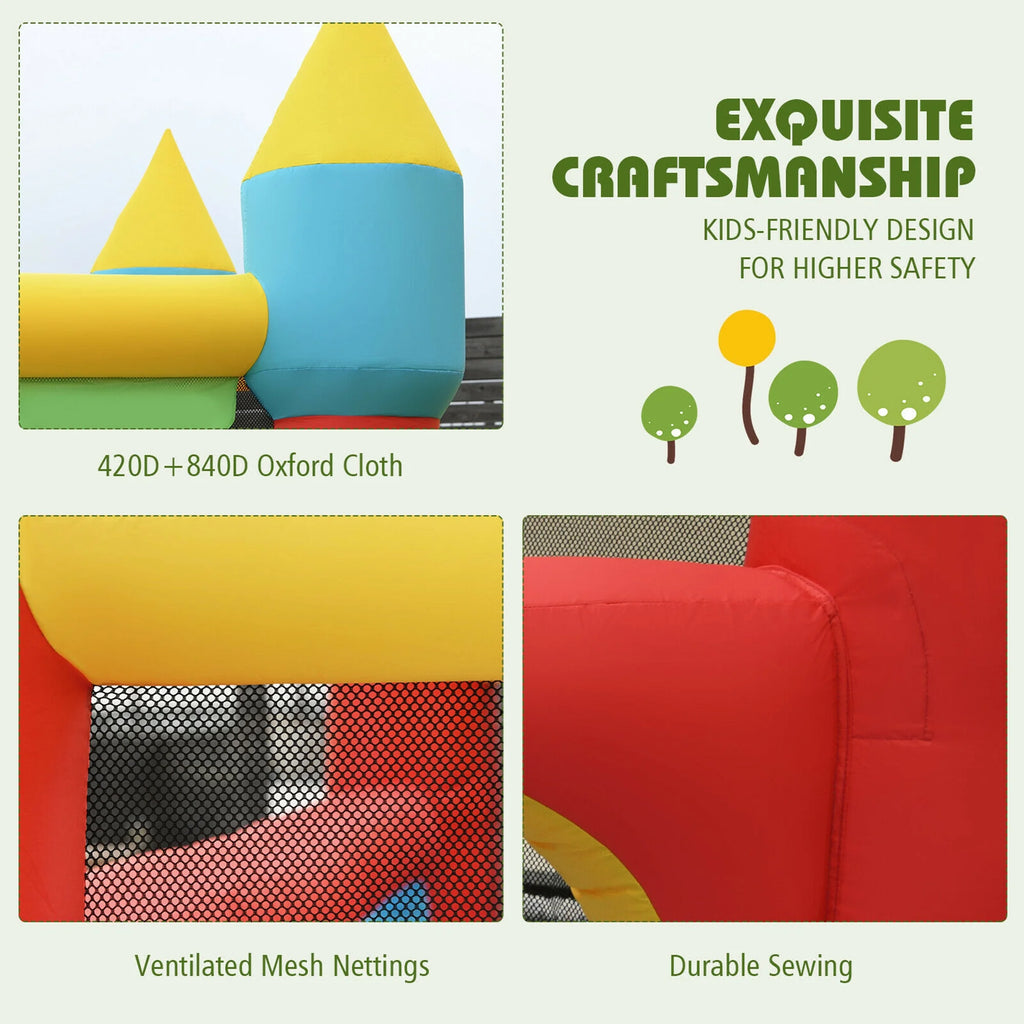 Inflatable Bounce House Slide with Tunnels Ball Pit & 480W Blower S159829