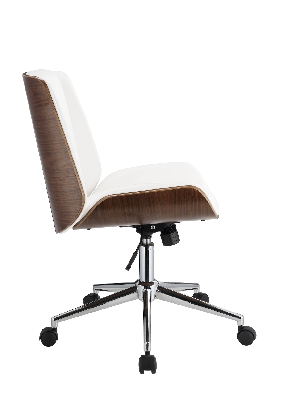 White Leatherette and Walnut Office Chair T409