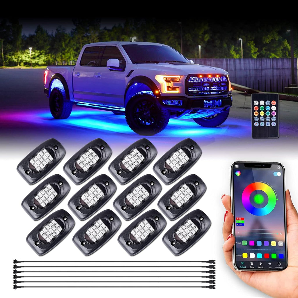 8 Pods Multicolor LED Rock Lights with APP Control G748