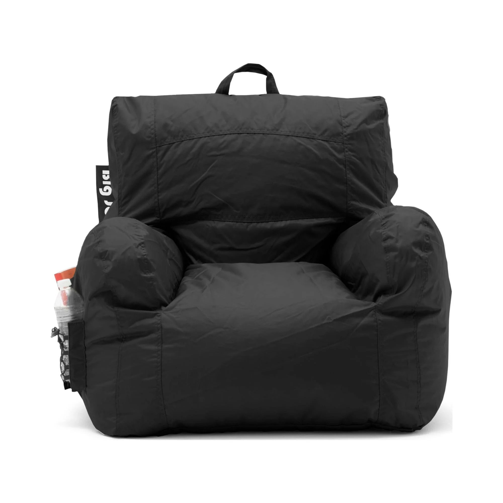 Black Durable Polyester Nylon Blend Bean Bag Chair with Drink Holder and Pocket, 3 feet J86191