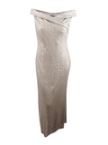 Off-The-Shoulder Sequin Gown V26684