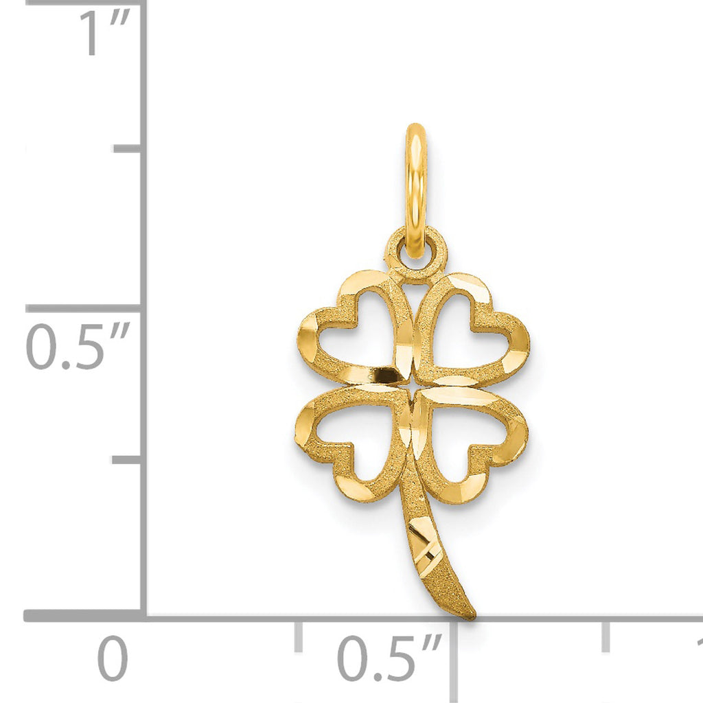 14K Yellow Gold 4 Leaf Clover Pendant Charm with Rope Chain Necklace 20'' T18579