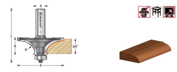 Carbide Tipped Table Edge Thumbnail Bit D654