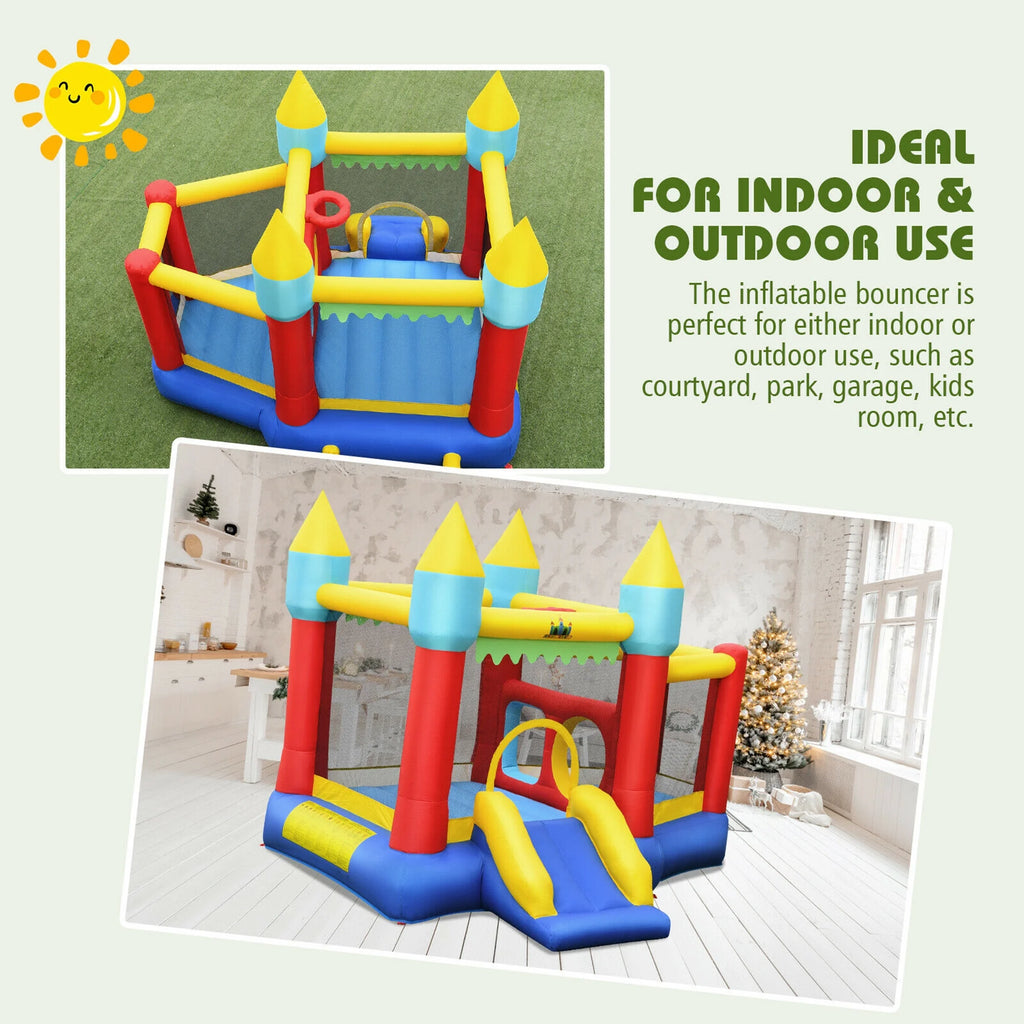 Inflatable Bounce House Slide with Tunnels Ball Pit & 480W Blower S159829