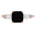 1.62ct Square Emerald Cut Black Onyx 18k Rose Gold Three-Stone Ring I51178