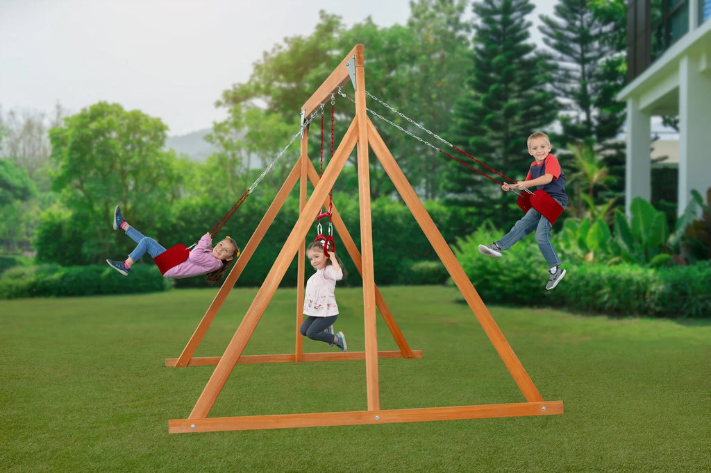 Cedar Swingset with Belt Swings and Trapeze Bar A16767