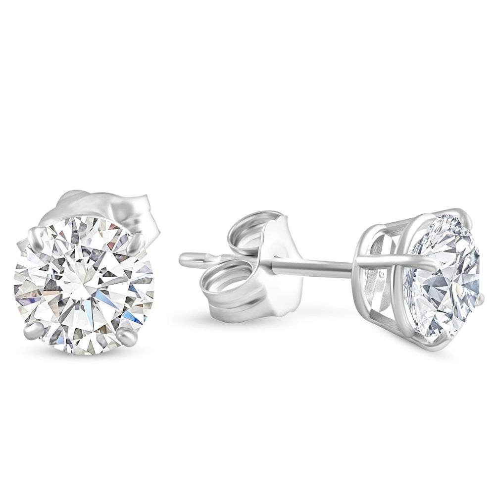 14k Gold Round Diamond Stud Earrings G9878