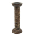 Brown Hammered Mango Wood Pillar Candle Holder P789