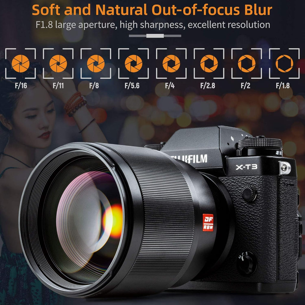 85mm F1.8 Prime Lens Medium Telephoto Portrait Lens for Fuji X Mount Camera K475208