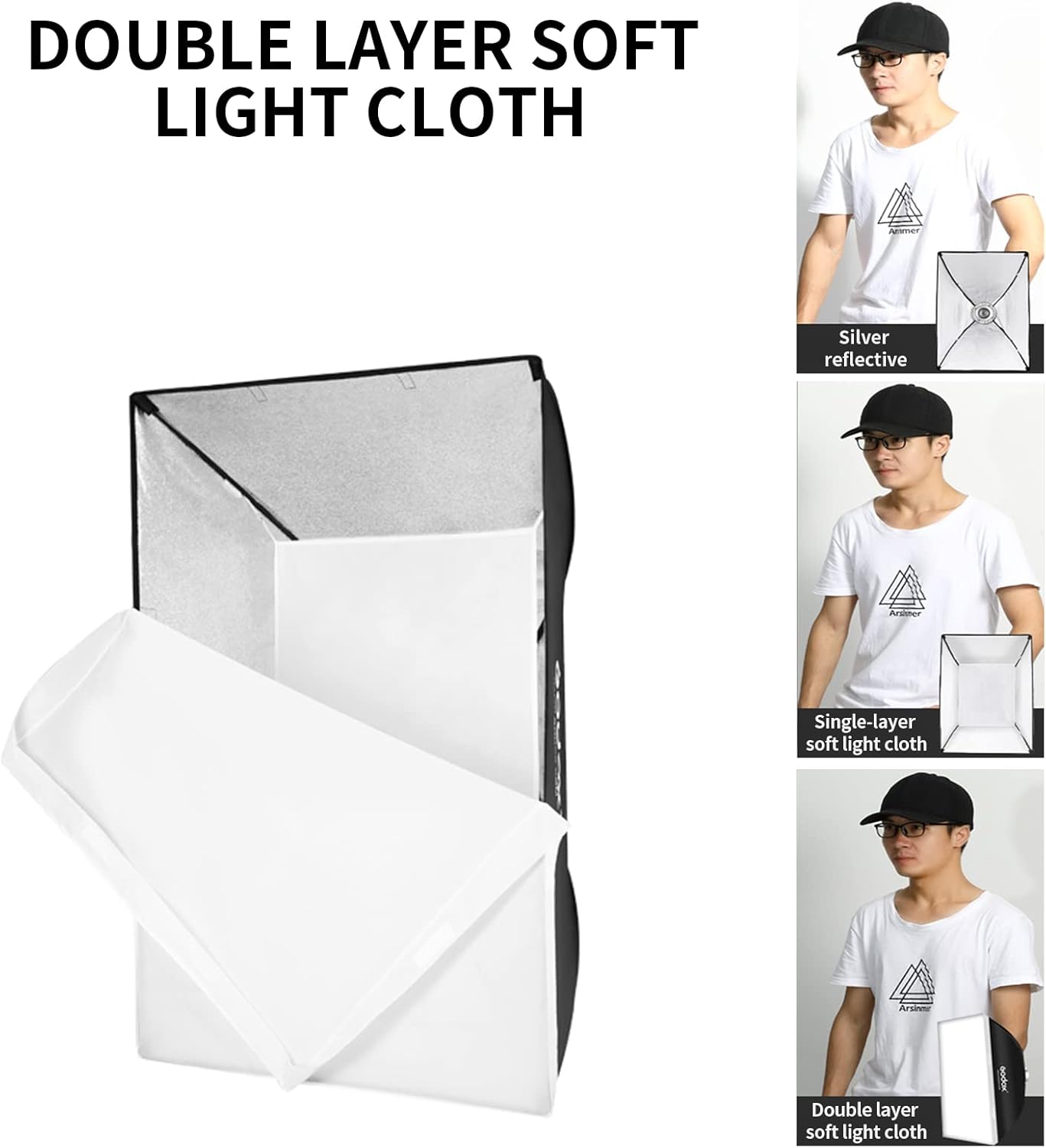 60x90cm Portable Strip Rectangle Softbox with Carry Bag (2PCS) N391793