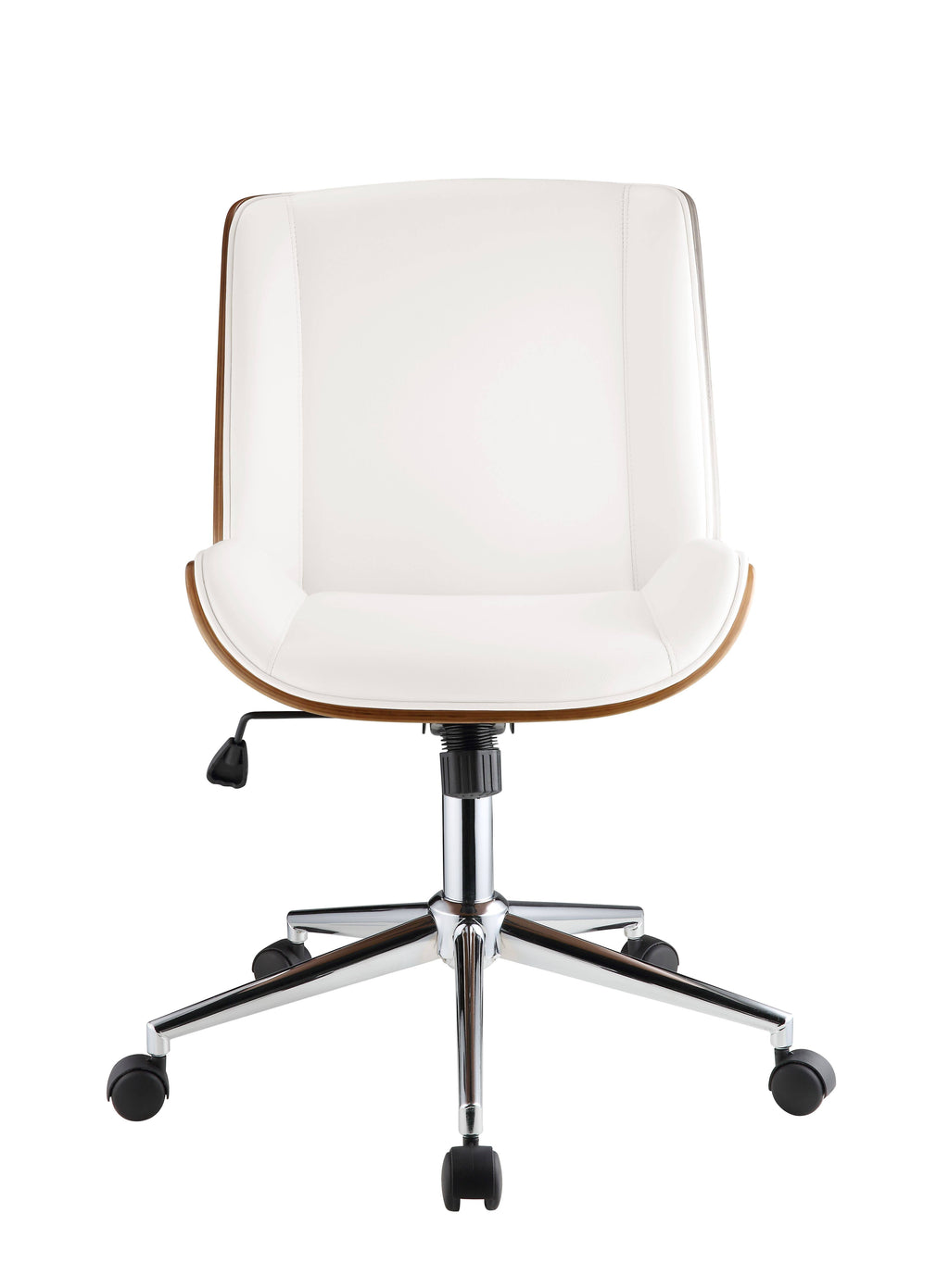 White Leatherette and Walnut Office Chair T409