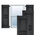 18x22W x 34x22H Black Real Wood Pine Raised Panel Shutters (Per Pair) N3319