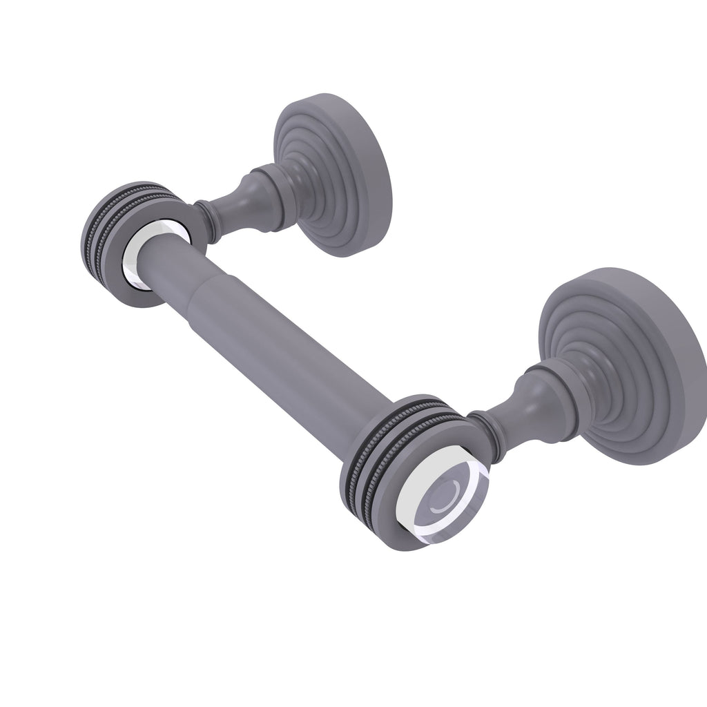 Two Post Toilet Paper Holder with Dotted Accents Unlacquered Brass T42344