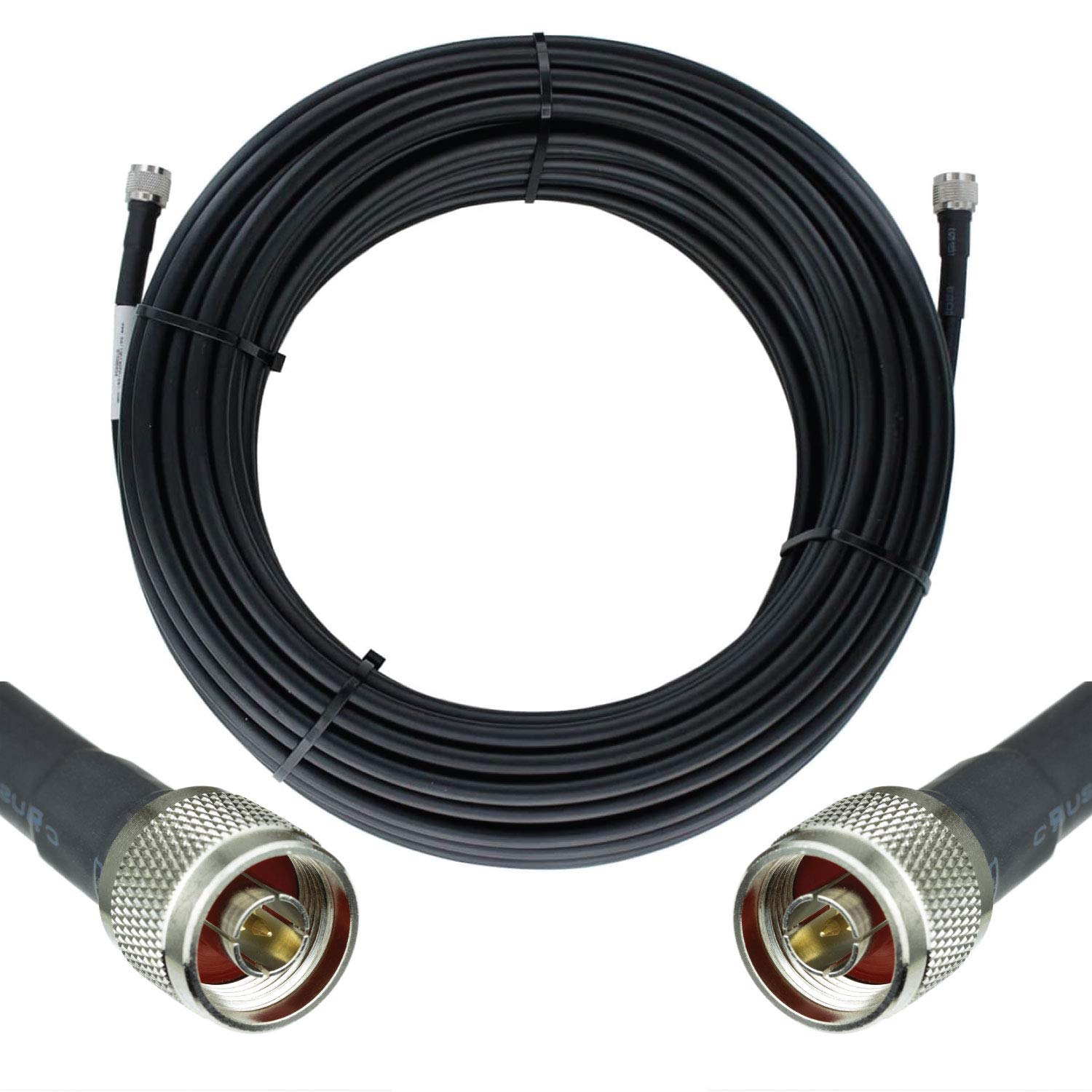 Heavy Duty Ultra Low Loss 50ohm Coaxial Cable 100ft Black N Male to N Male P89146