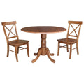 Dual Drop Leaf Table with 2 X-Back Chairs Set Distressed Oak - 3 Piece T272718