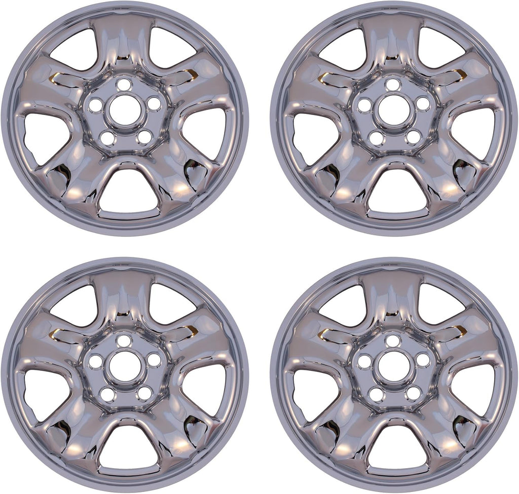 Chrome 5 Spoke Steel Rim Wheel Skin Hub Caps Set of 4 M7660