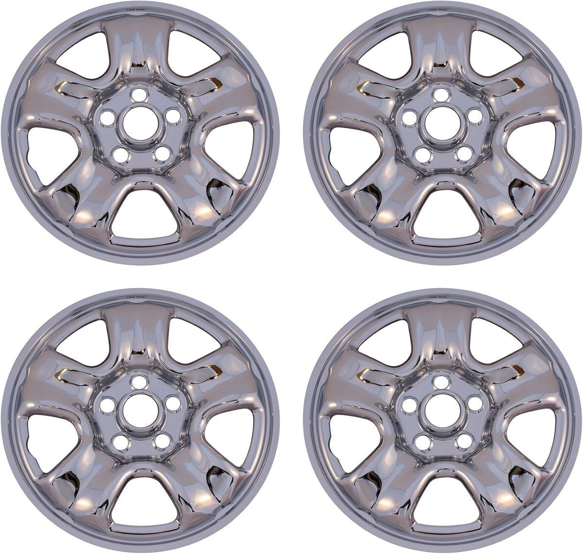 Chrome 5 Spoke Steel Rim Wheel Skin Hub Caps Set of 4 M7660