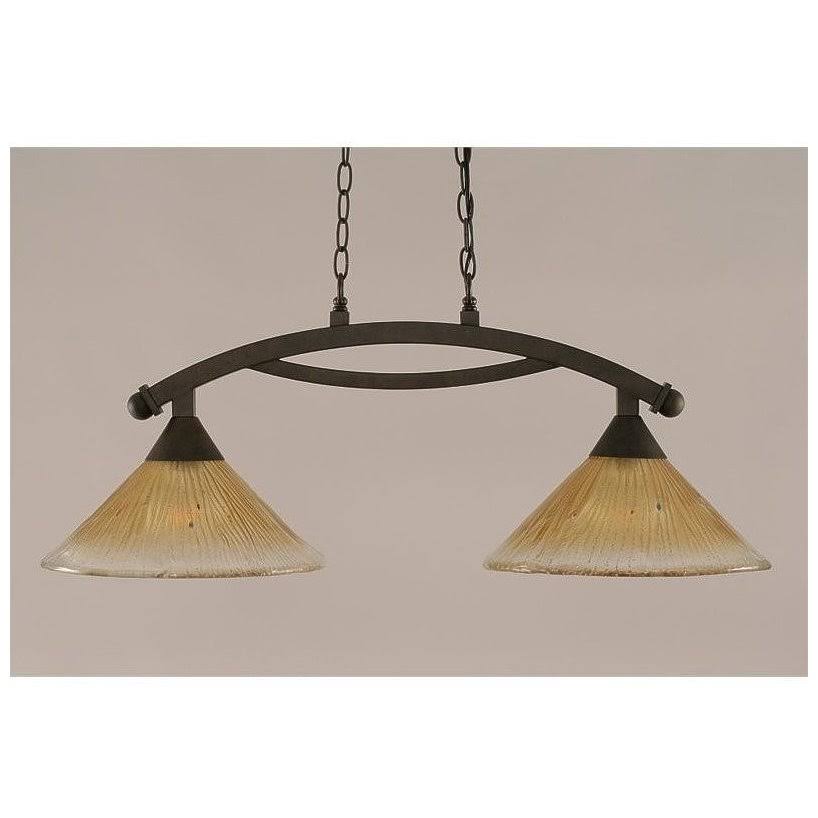 Two Light Island Bronze Finish with Amber Crystal Glass R715