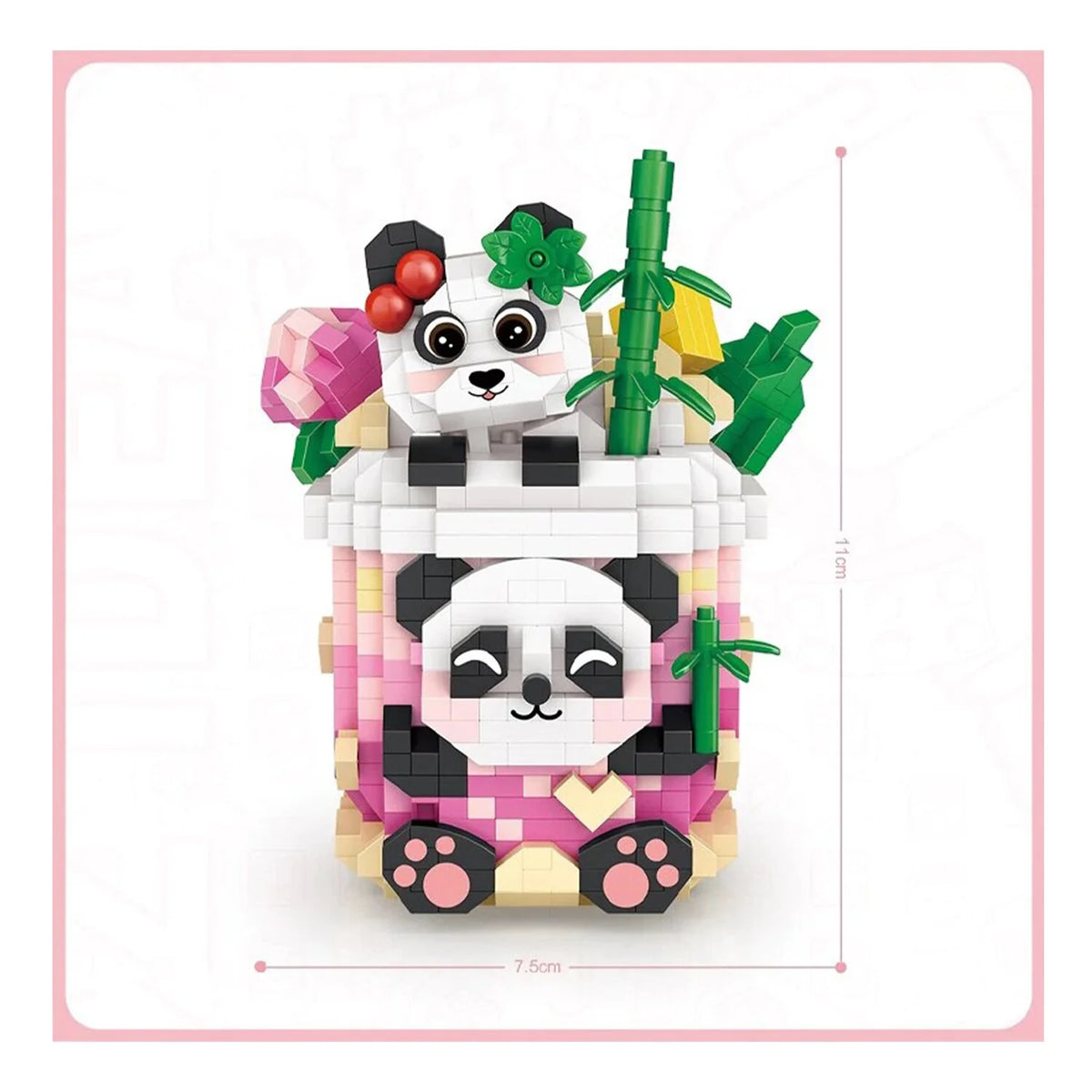 Mini Blocks Panda Peach Oolong 11 x 11 x 11cm A4843