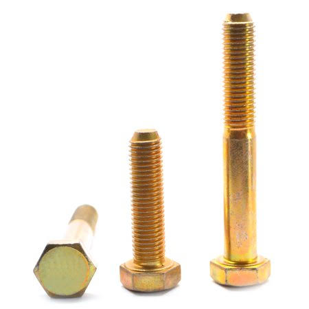 5/8 inch-11 x 5 1/2 inch Coarse Thread Grade 8 Hex Cap Screw Alloy Steel Yellow Zinc Plated Pk 70 I987058