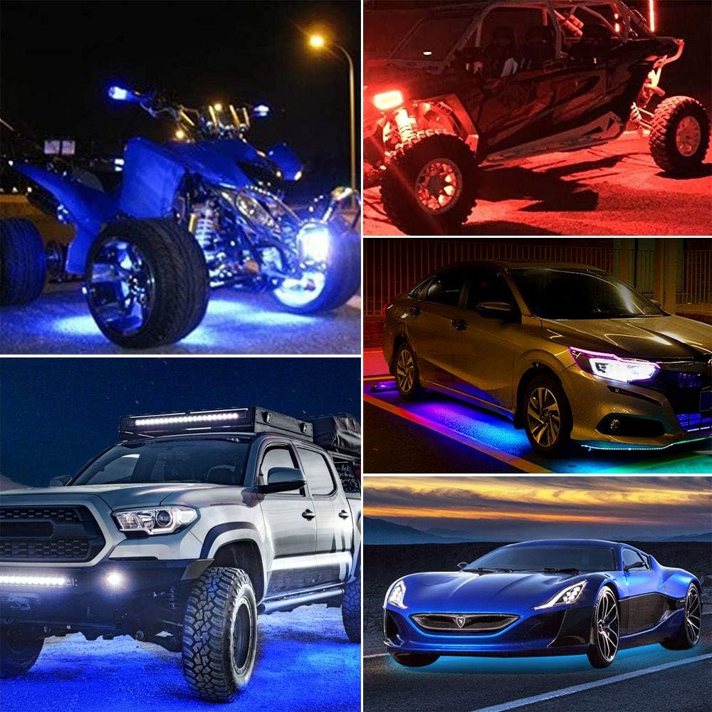 RGB 160 LEDs Phone APP Control Underglow Light Kit for Trucks Cars SUV ATV (10 Pods) Pack of 2 Q260