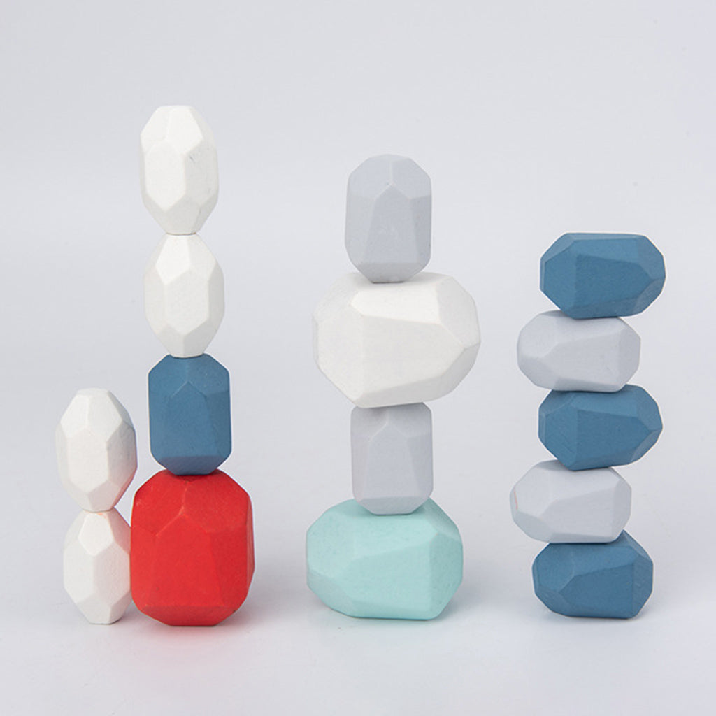 36 Pcs Wooden Colored Stone Stacking Game Building Block G138381