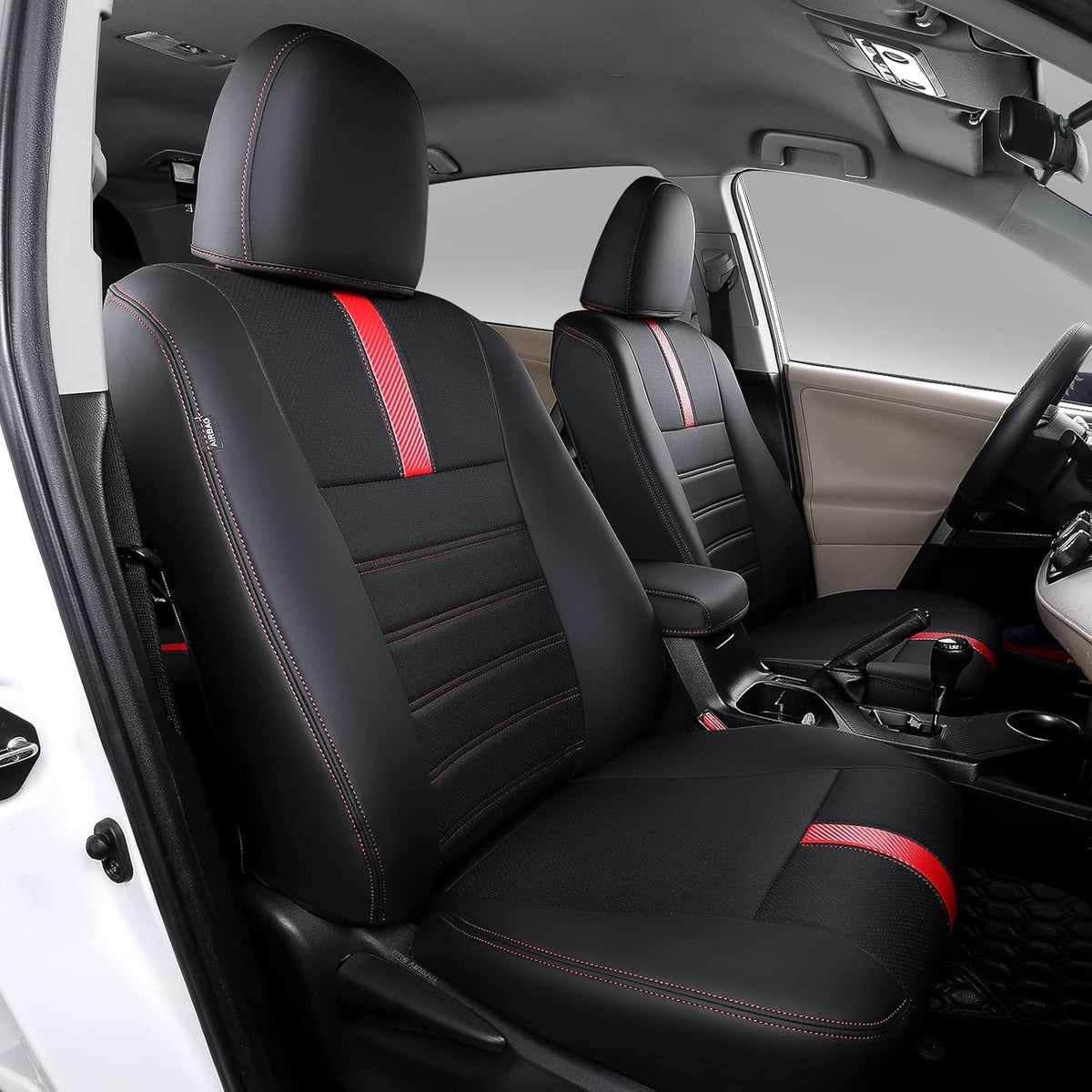 PU Leather Seat Covers for RAV4 2019-2022 (Black+Red) X915591