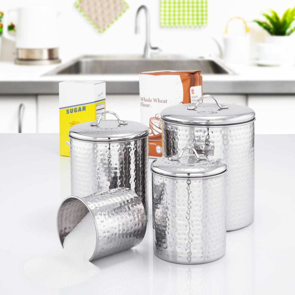 4 Piece Hammered Stainless Steel Canister Set X430