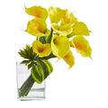 20 inch Artificial Calla Lily Succulent Bouquet Arrangement, Yellow W8154
