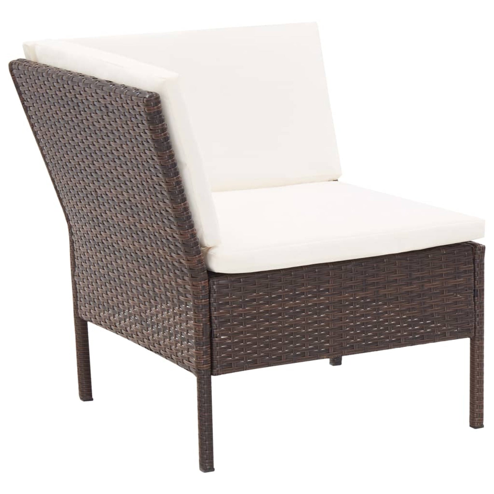 3 Piece Brown Poly Rattan Patio Conversation Sofa Set N65996