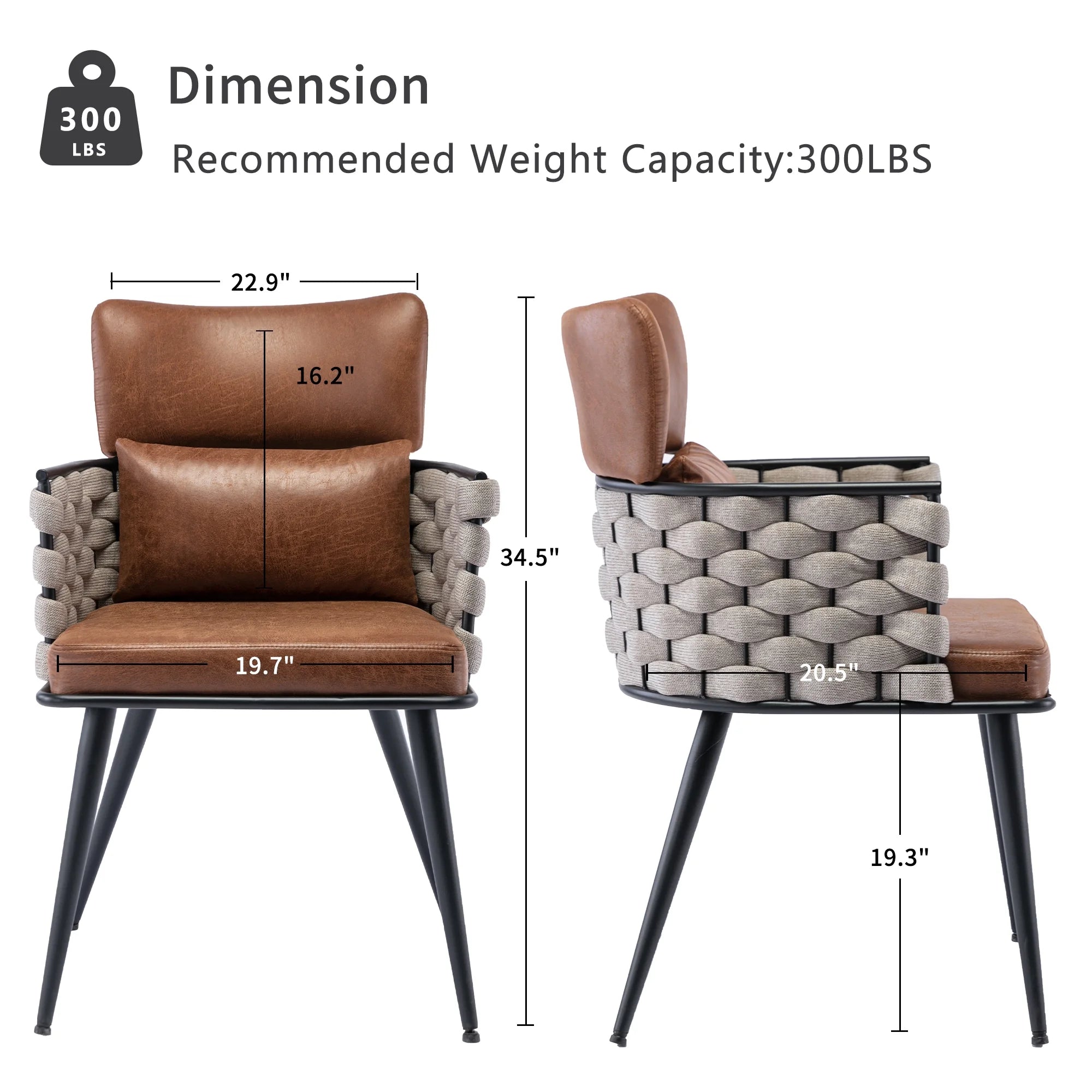 Set of 4 Faux Leather Dining Chairs with Metal Legs A5981
