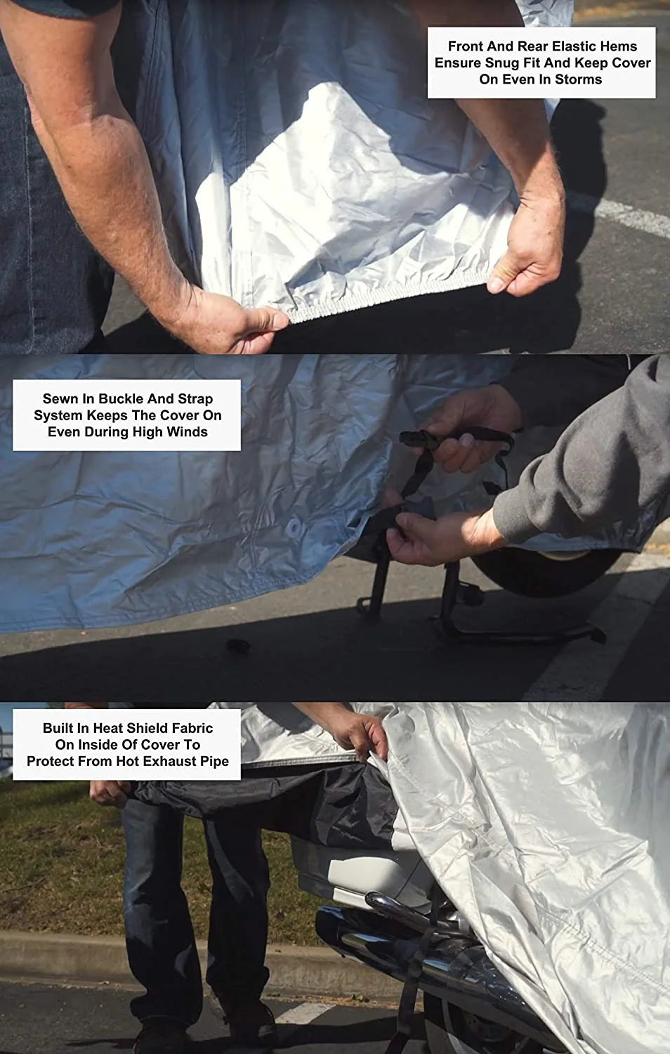 Motorcycle Cover with Reinforced Securing Straps and Storage Bag H77335