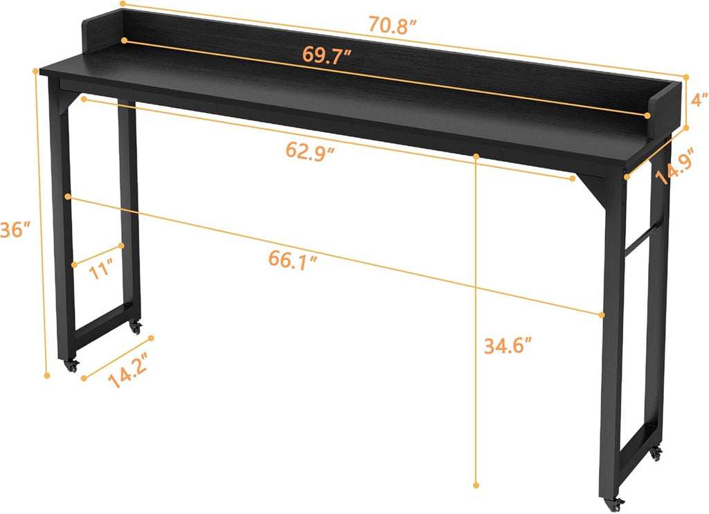 Overbed Table with 4 Wheels for Full/Queen Size Bed Frame B6975