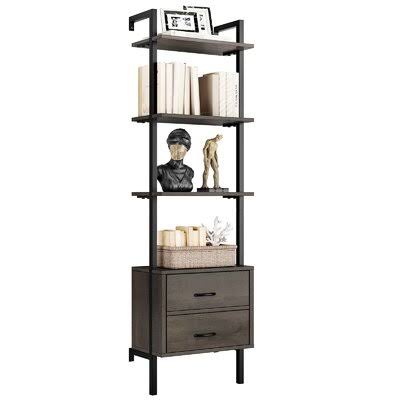Iron Floating Bookcase with Bins N2756