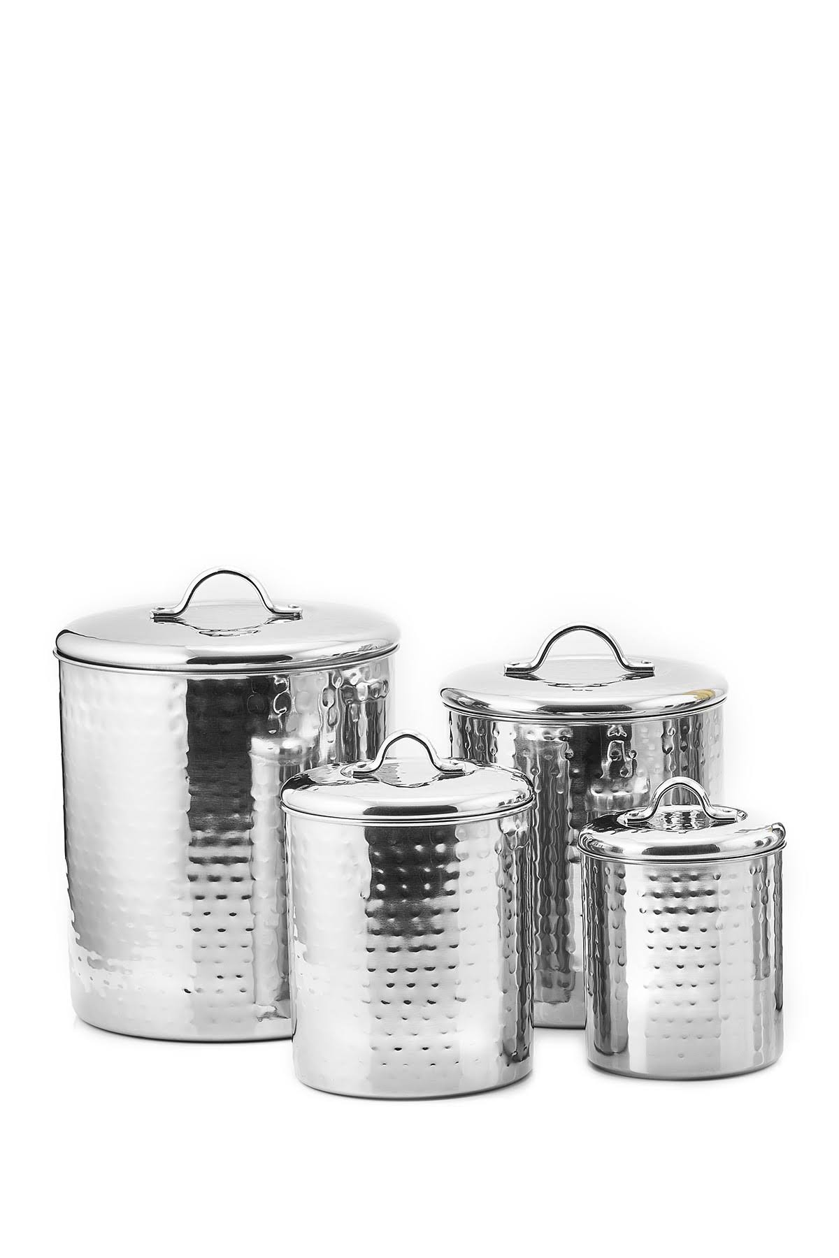 4 Piece Hammered Stainless Steel Canister Set X430