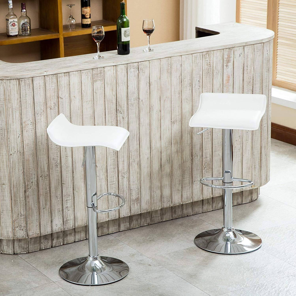 White Chrome Adjustable Swivel Stools Q158513