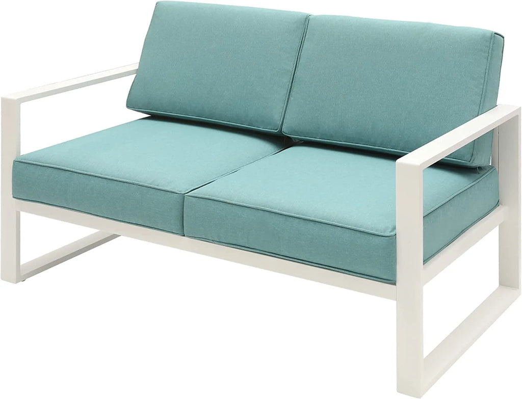 Grey 8 Piece Aluminum Outdoor Sectional Sofa with Ottomans and Coffee Table P96840
