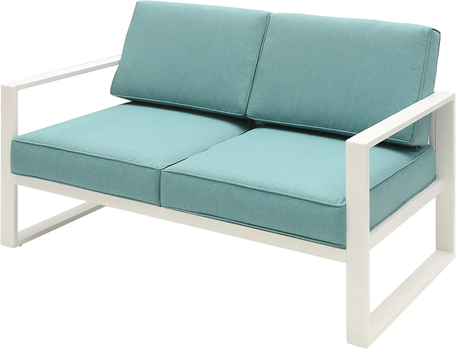 Grey 8 Piece Aluminum Outdoor Sectional Sofa with Ottomans and Coffee Table P96840