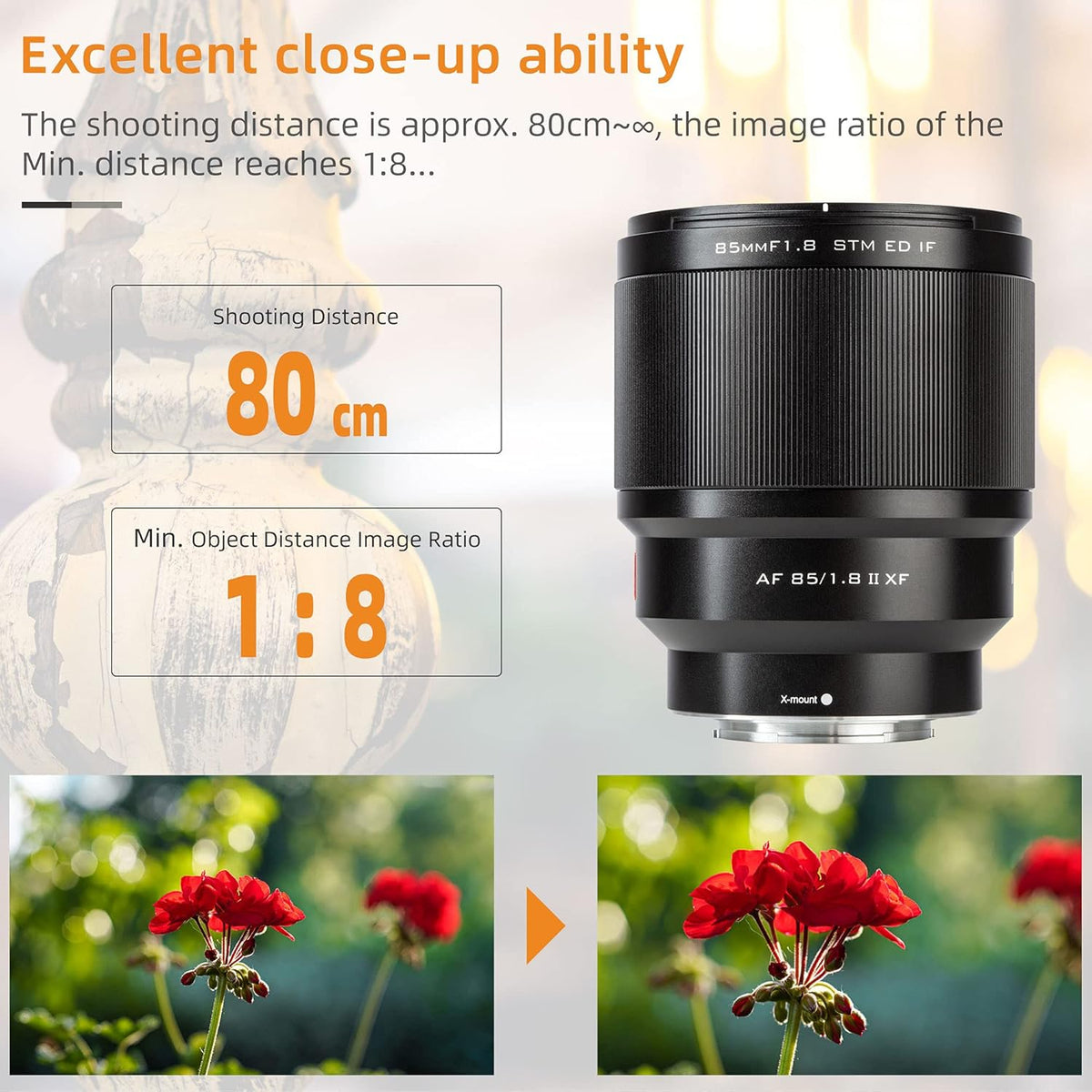 85mm F1.8 Prime Lens Medium Telephoto Portrait Lens for Fuji X Mount Camera K475208