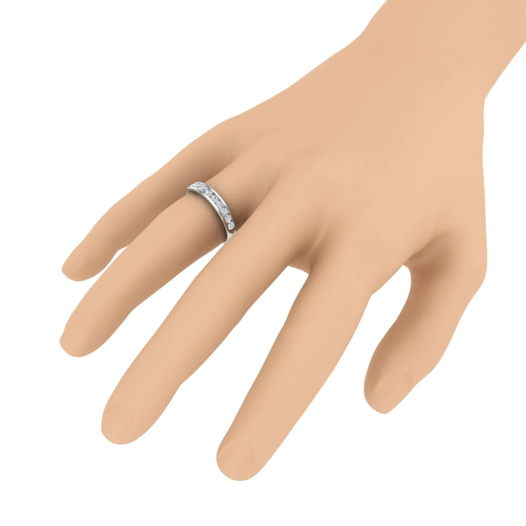 14K White Gold Diamond Wedding Band Ring I8699