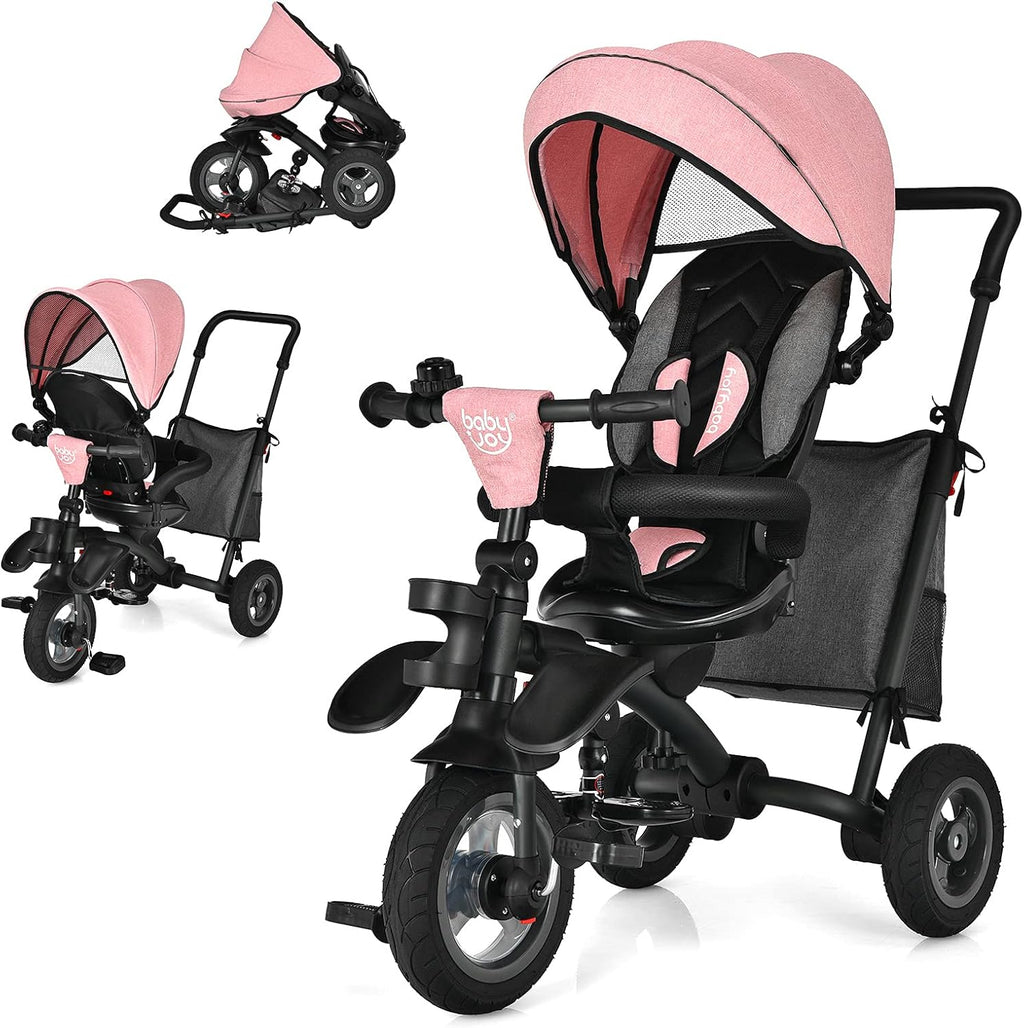 7 in 1 Folding Toddler Tricycle with Rotatable Seat (Blue) L980
