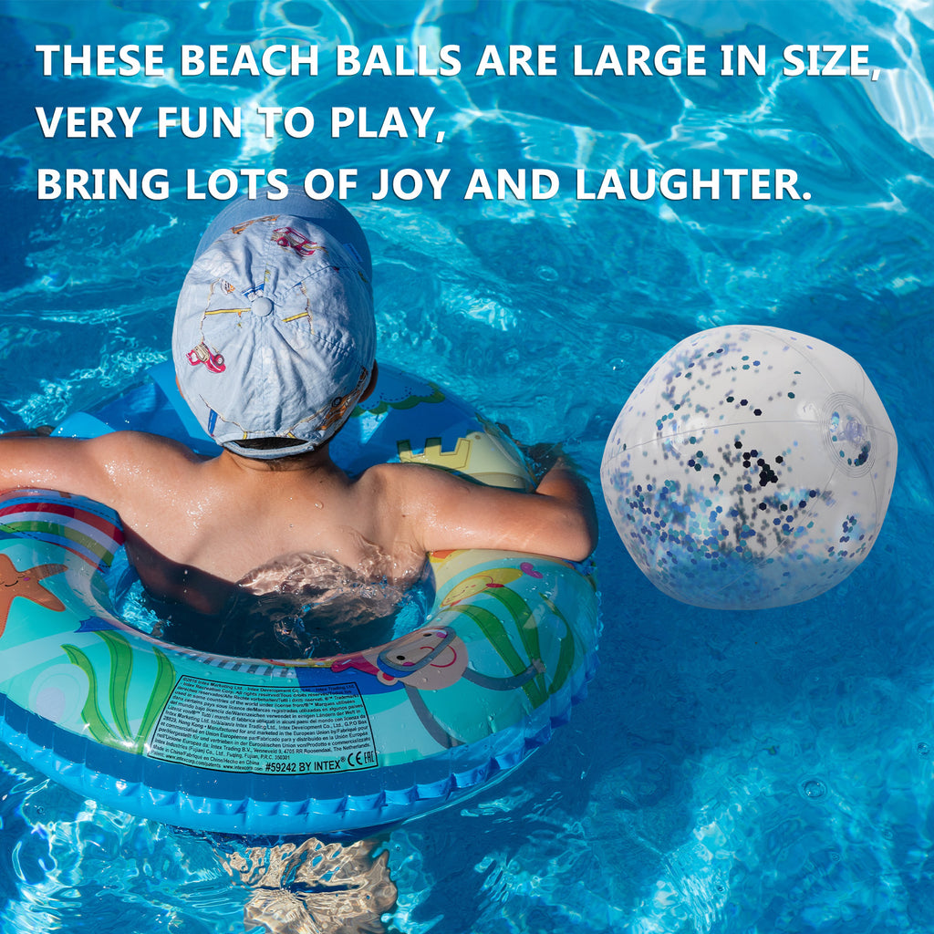 4Pcs Glitter Beach Balls with Inflators H921