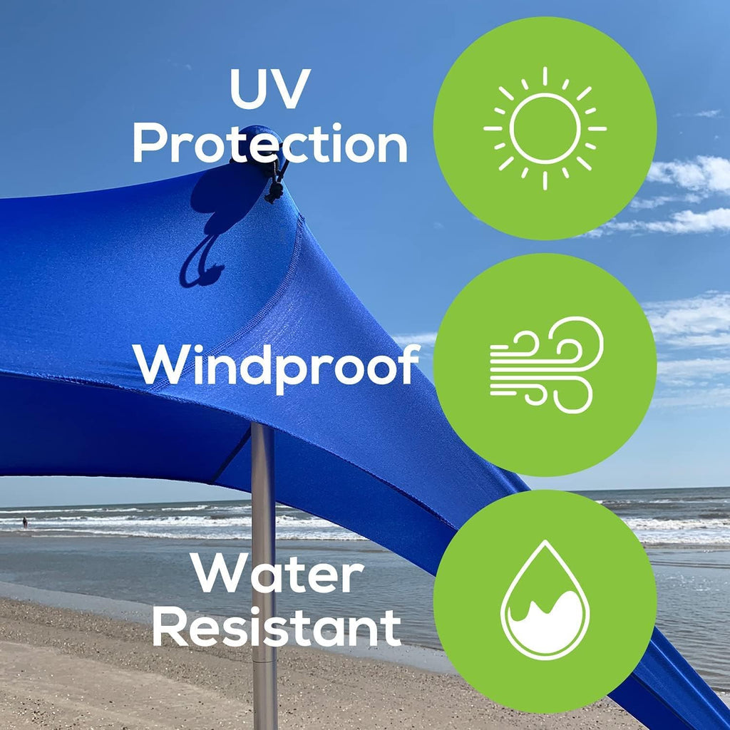 Beach Tent Pop Up Canopy Sun Shelter UPF50+ Lightweight Outdoor Shade with Ground Pegs and Stability Poles Portable Set (7.2 X 8.2 FT 4 Pole, Bright Blue) O813
