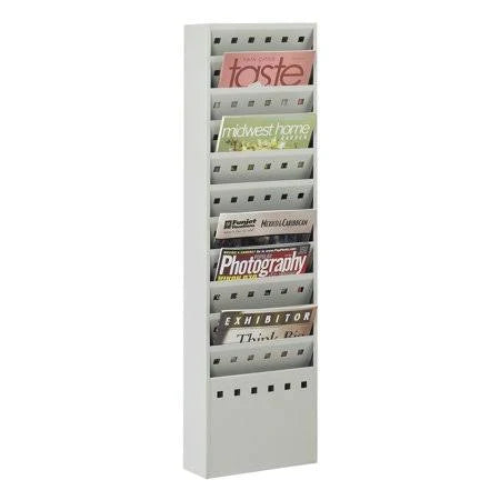 Steel Magazine Rack, 11-Pocket, Gray F319291
