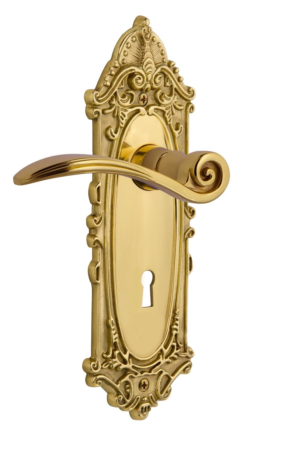 Swan Privacy Door Lever Set with Victorian Unlacquered Brass Q677299