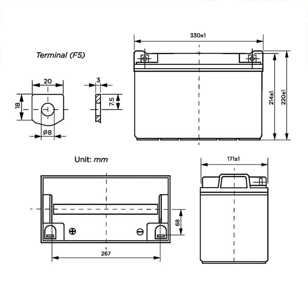 12V 100Ah replacement battery P260558